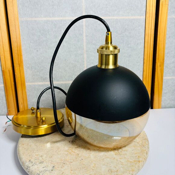 JONATHAN Y Lighting JYL3513A Single Light 7.5" LED Pendant‎ - Brass Gold / Black - Picture 1 of 11